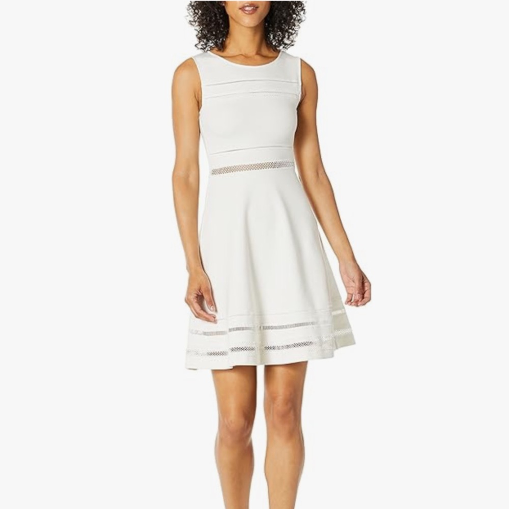 French Connection Scille Lula Jersey Fit & Flare Dress New With Tag White Size 4